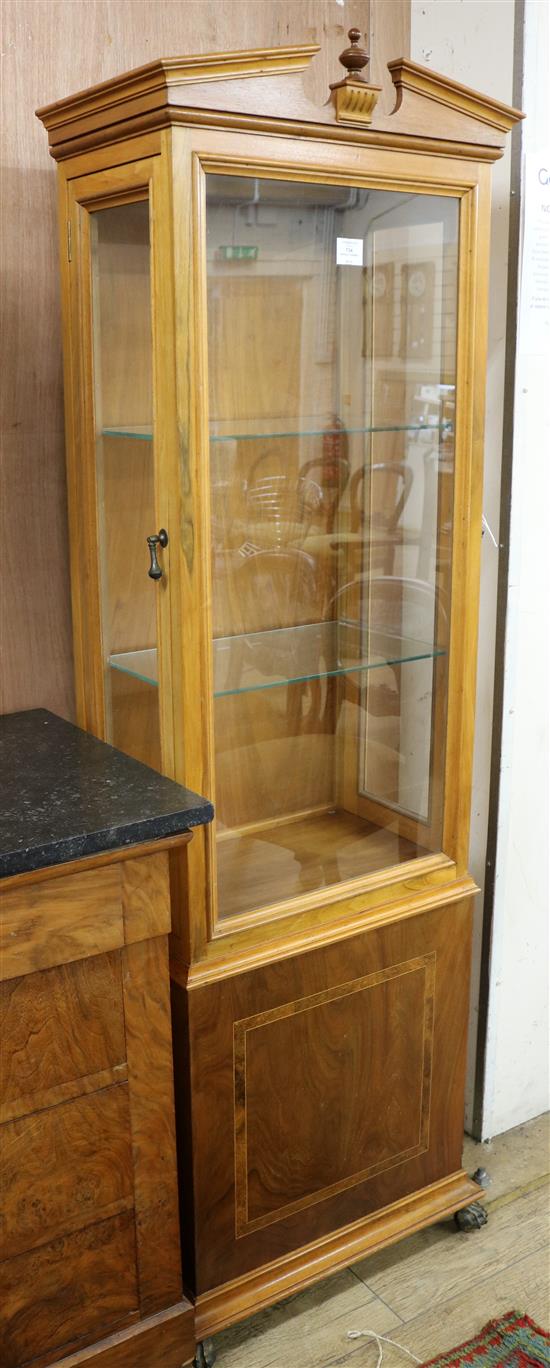 A walnut display cabinet W.55cm